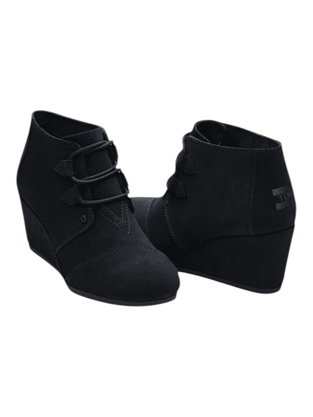 TOMS Suede Kala Wedge Booties Black Lace Up Women’s Size 10